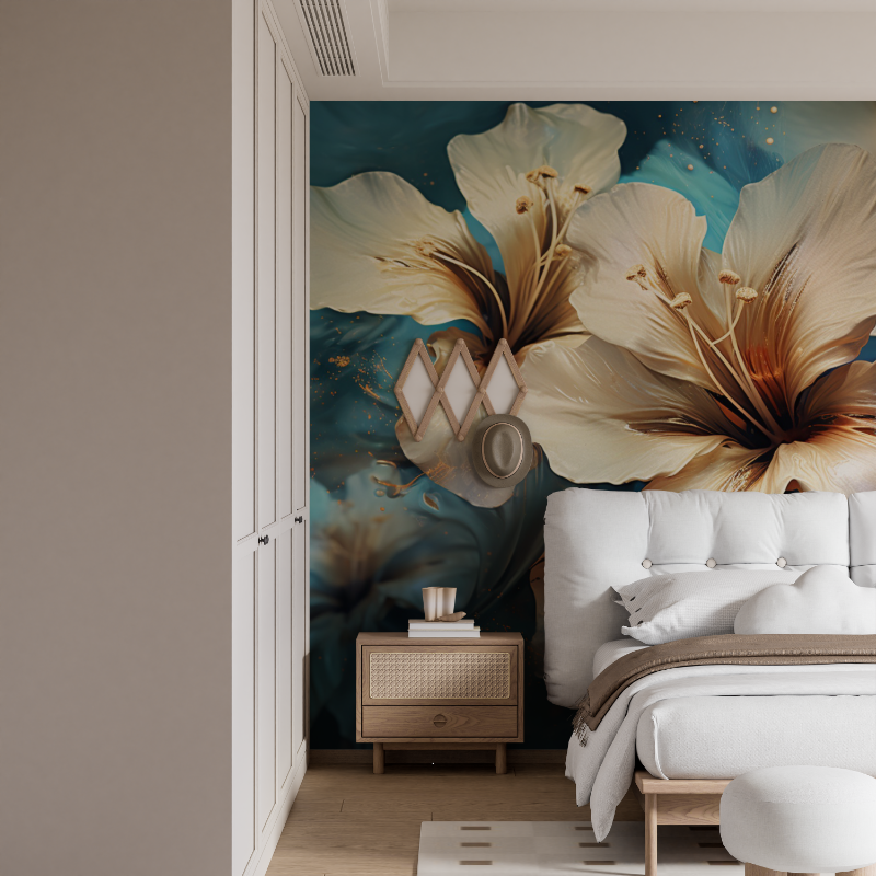 Papier peint aquarelle art floral mural
