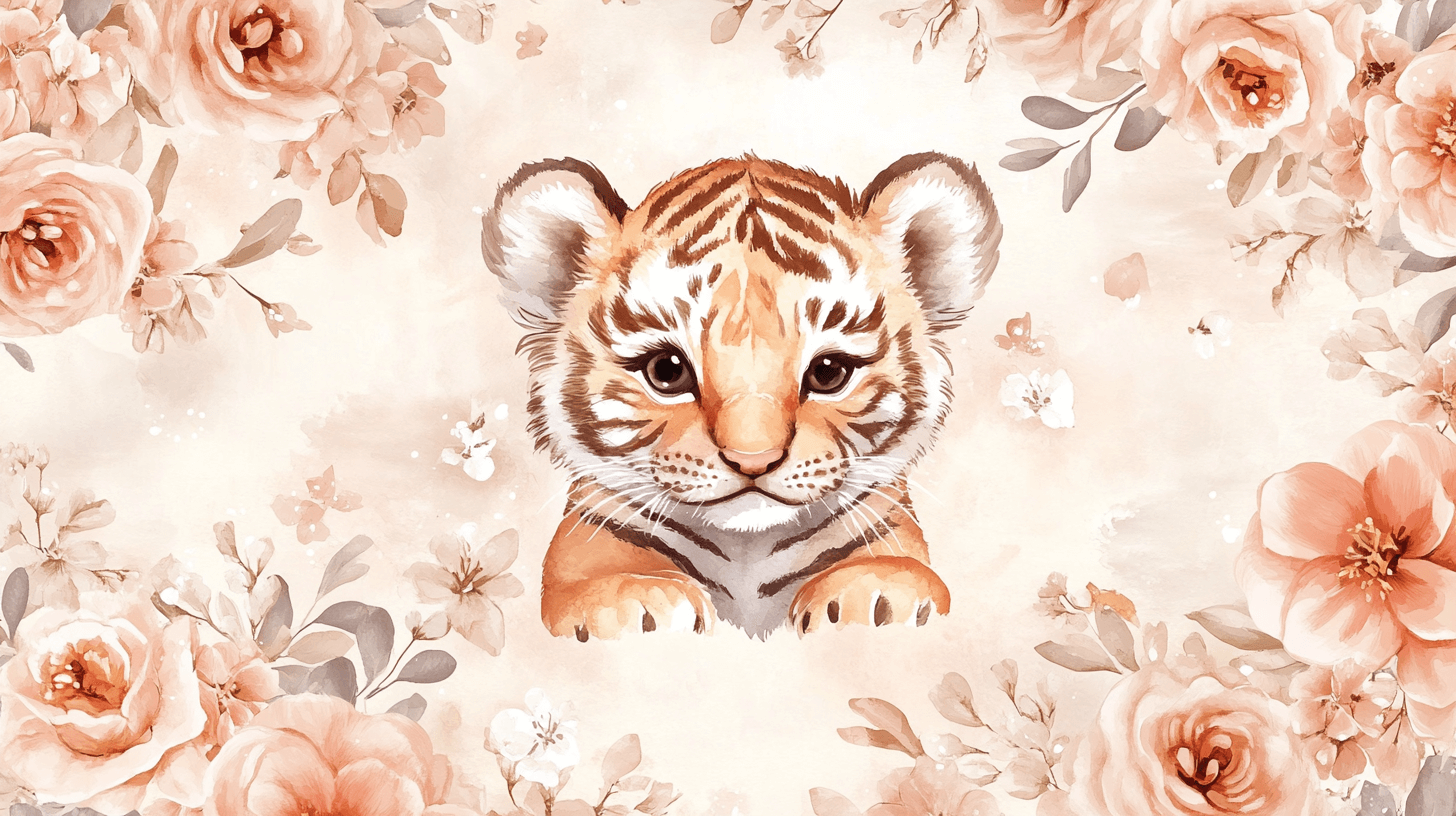 Papier Peint Tigre Floral