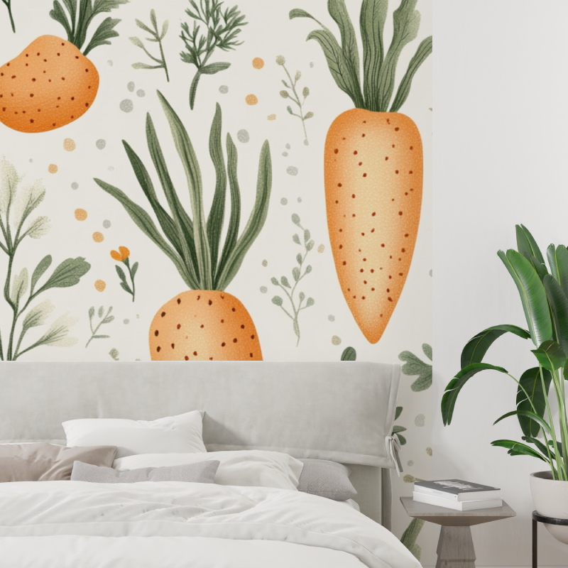 Papier peint fleur de carotte tapisserie tendance
