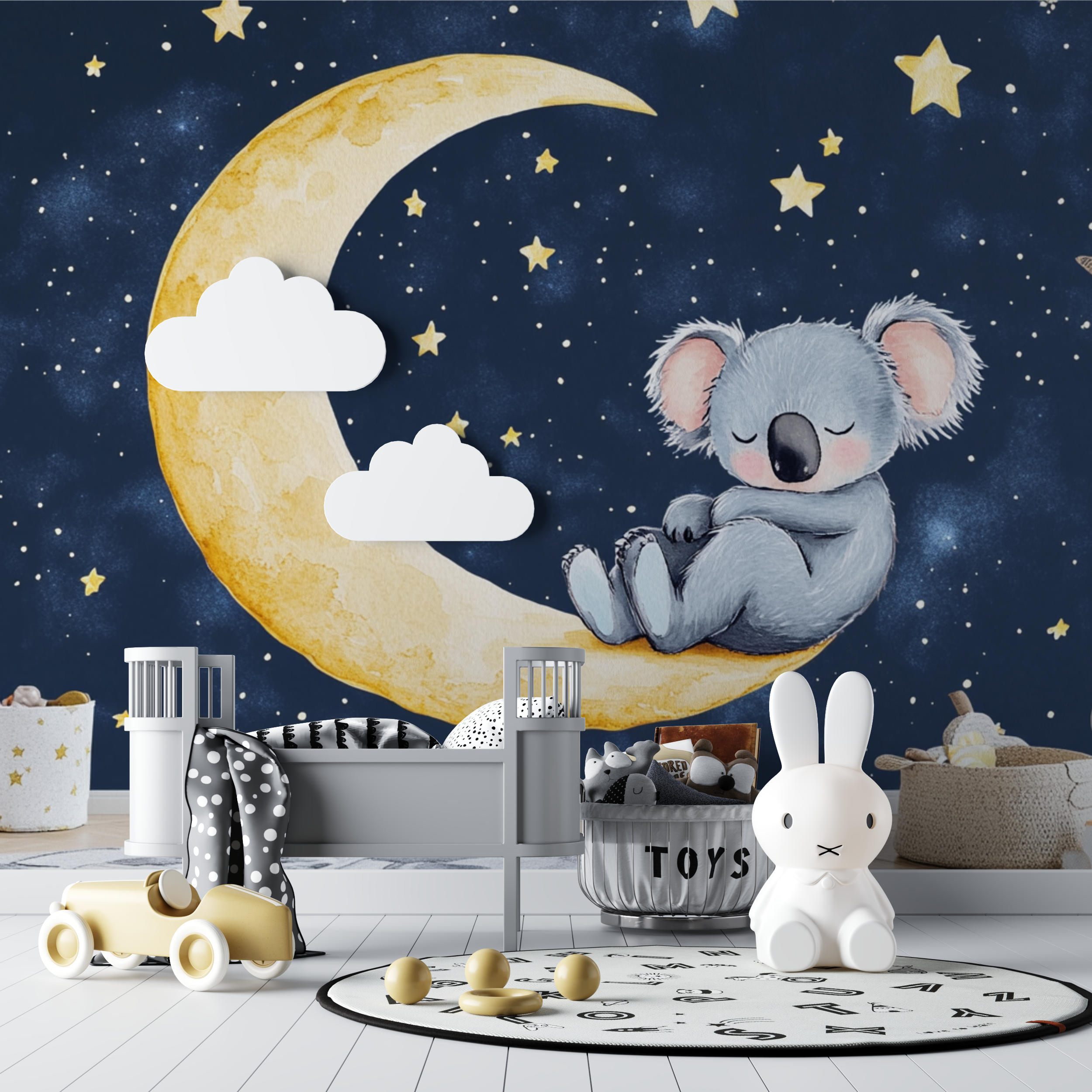 Papier peint koala endormi sur ...roissant de lune bebe tipi