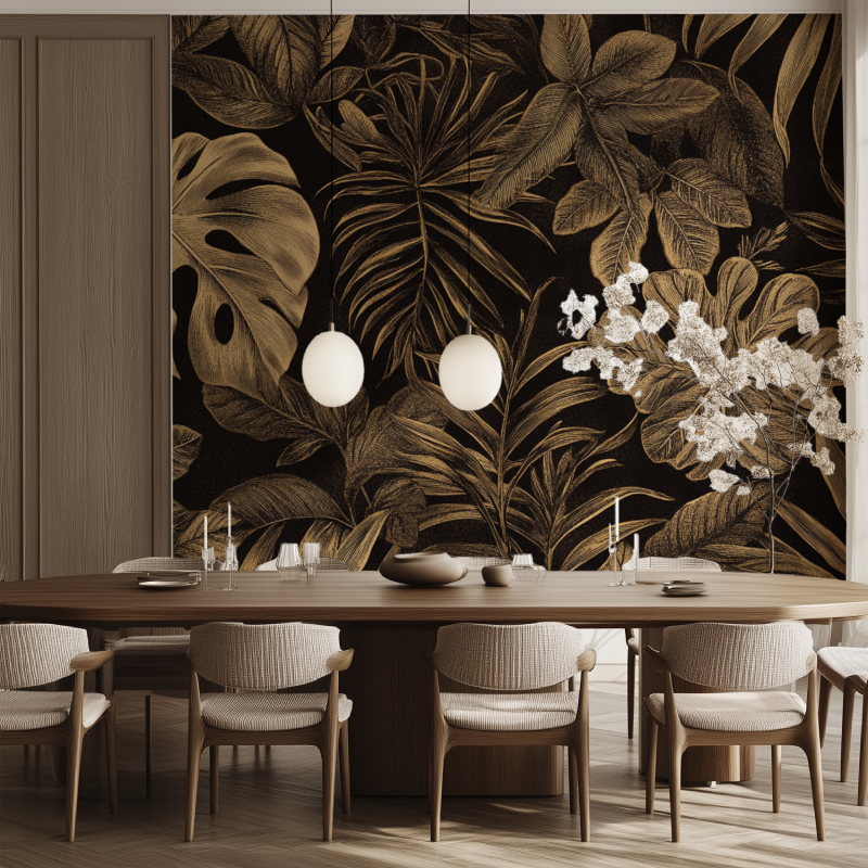 Papier peint vintage jungle salle manger tendance