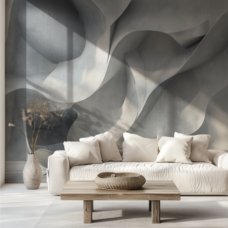 Papier peint 3d gris trompe l o...ures metal canape tendance