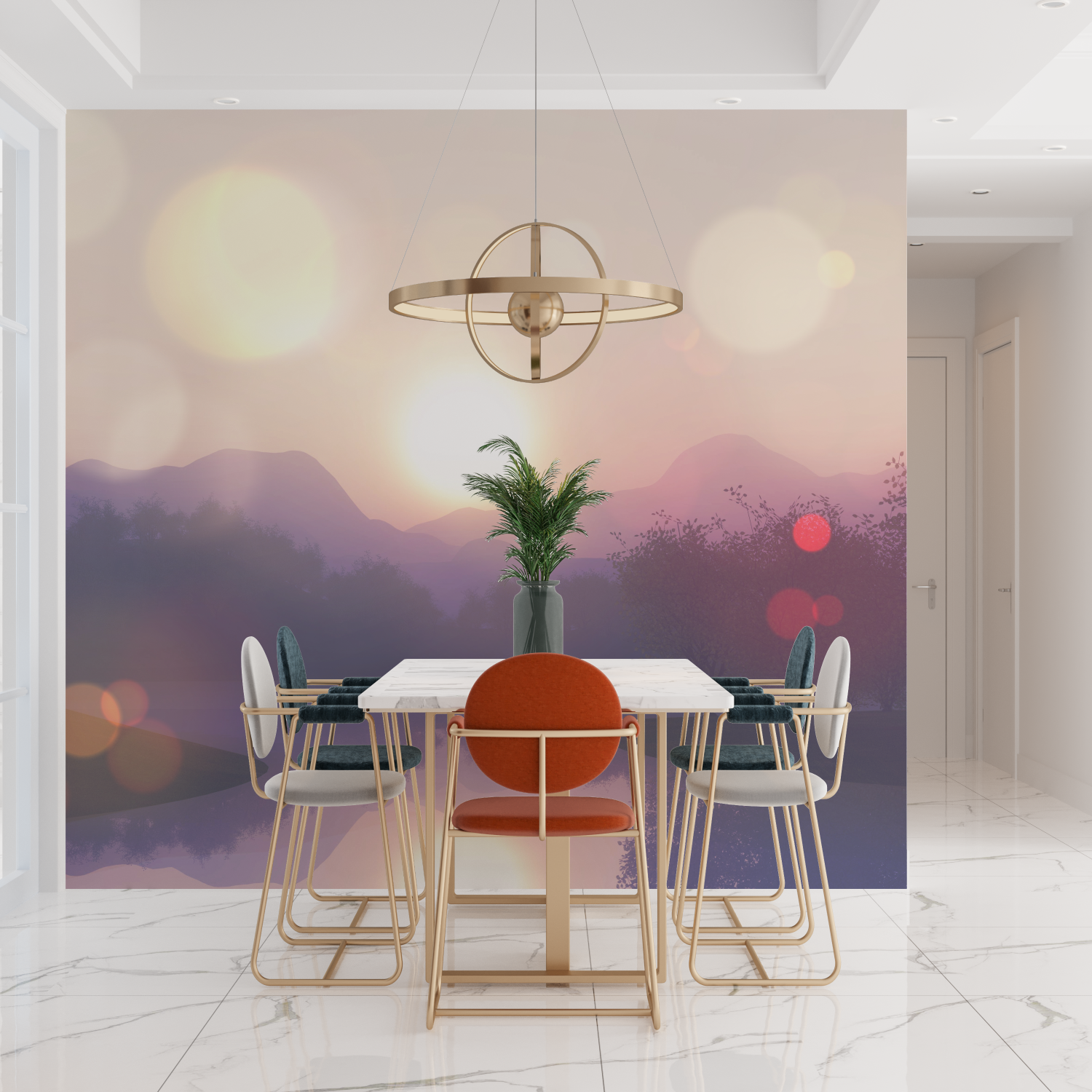 Papier peint aquarelle paysage 3d tendances