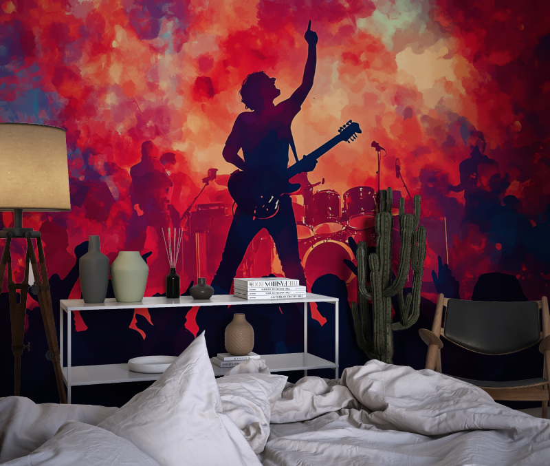 Papier peint festival rock chambre dado1