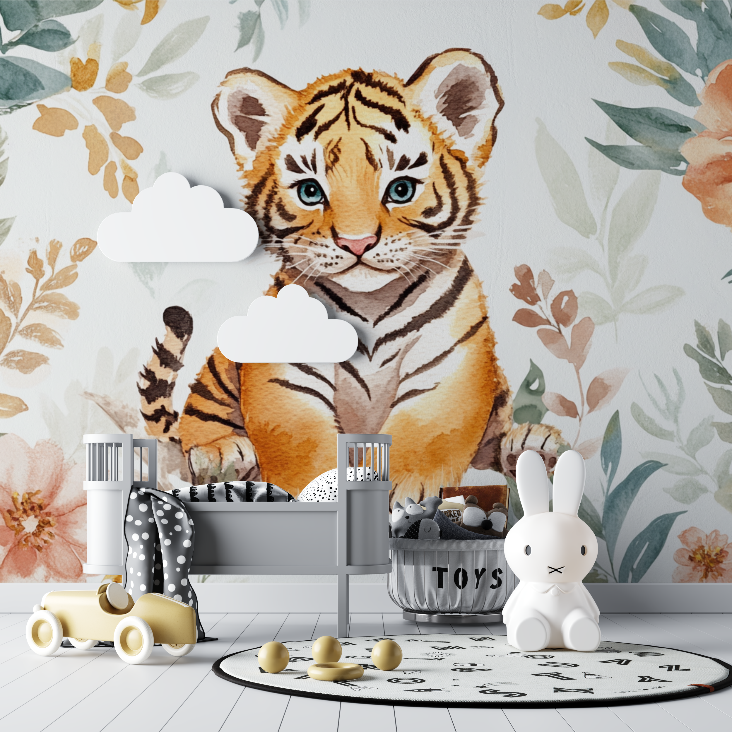 Papier peint tigre boheme bebe tipi