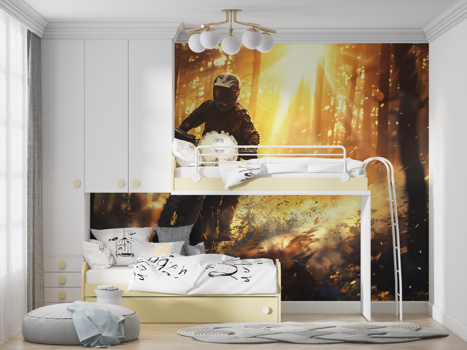 Papier peint moto decoration manga hero