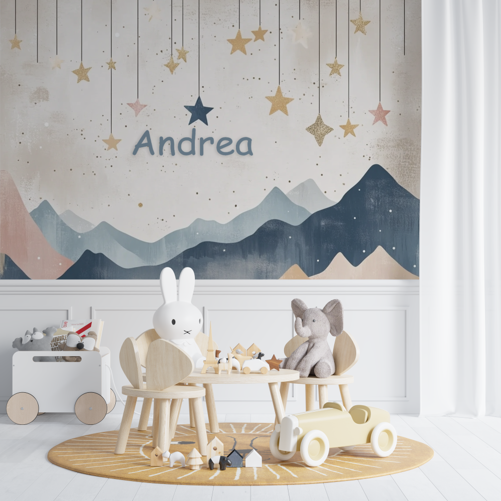 Papier peint prenom scandinave chambre de bebe