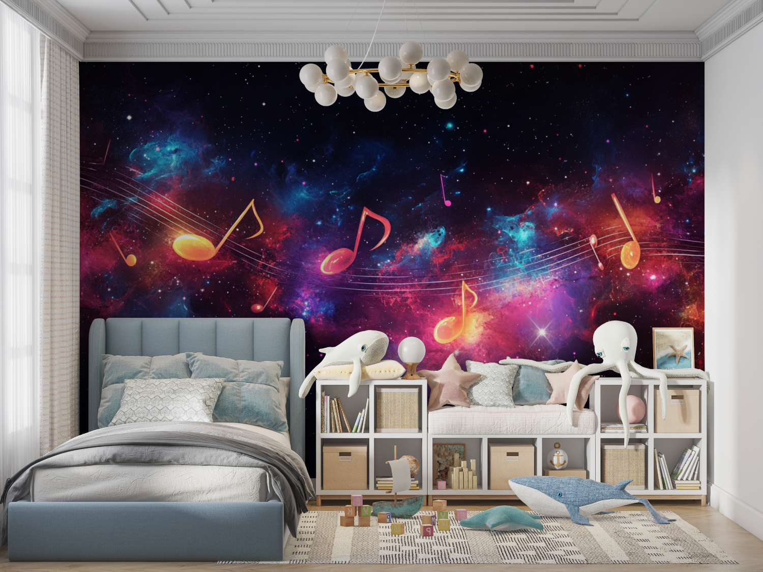 Papier peint chambre ado note de musique panoramique garcon