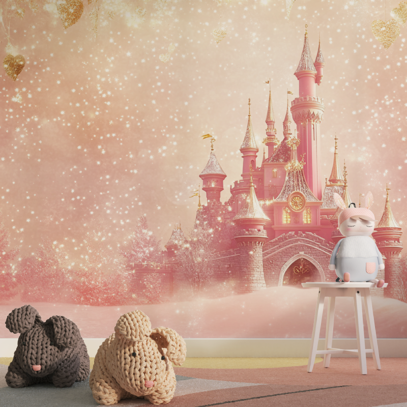 Papier peint grand chateau tapisserie pour fille