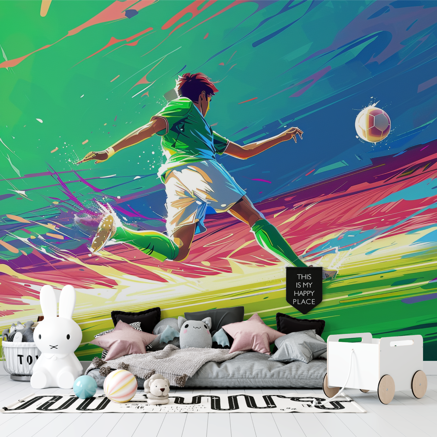 Papiers peint ballons de foot tapisserie garcon