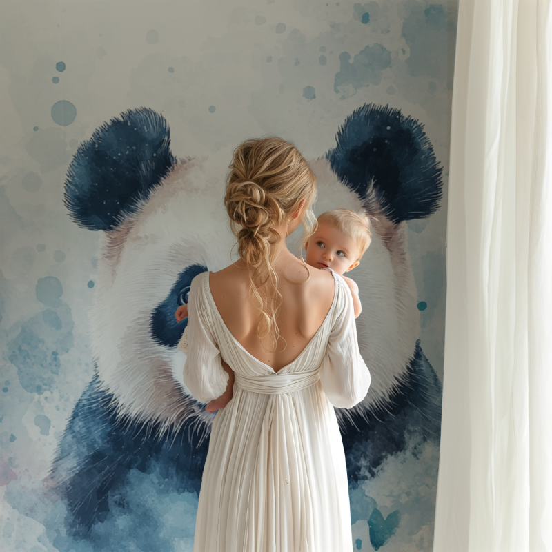 Papier peint panda et papillons bb123