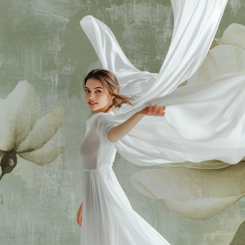 Papier peint fleurs vintage vert modele