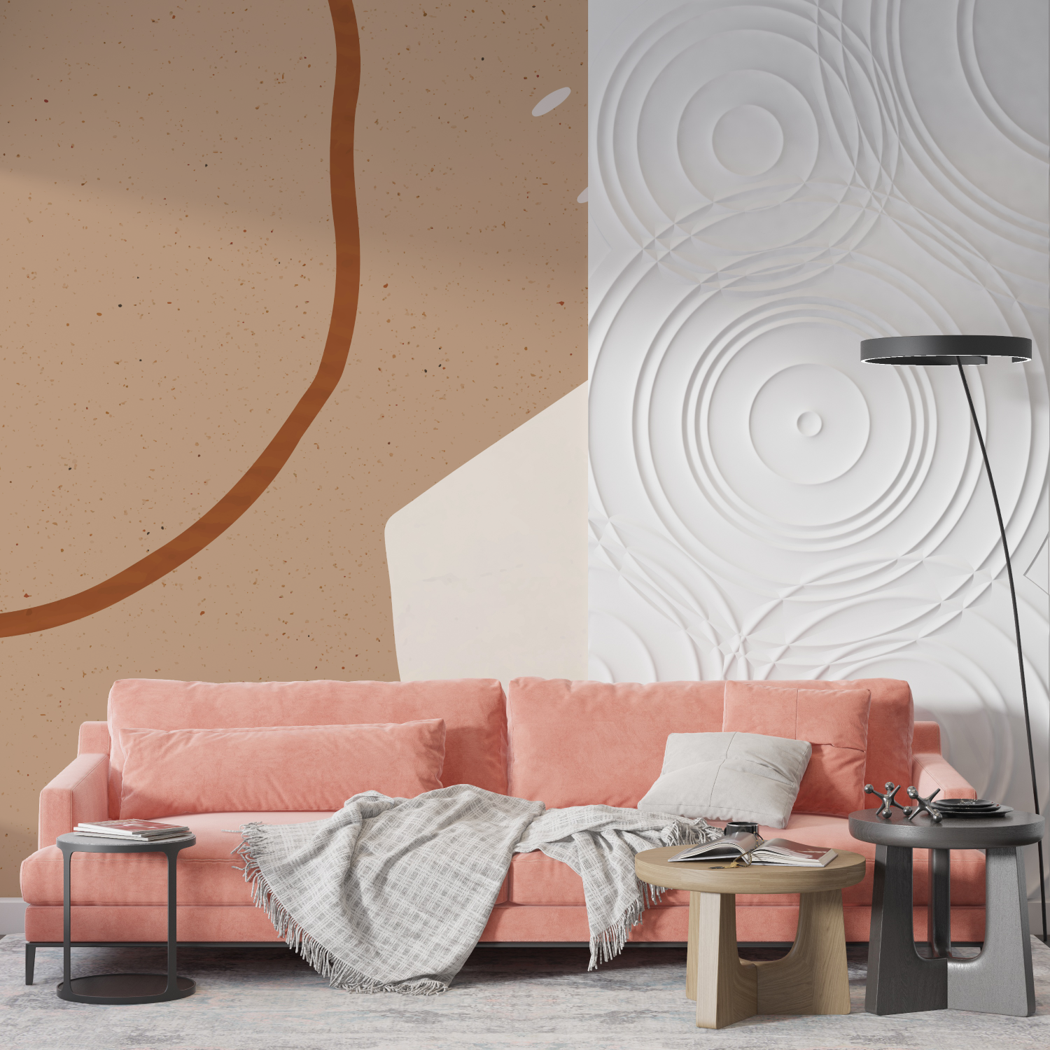 Papier peint salon cocooning mur