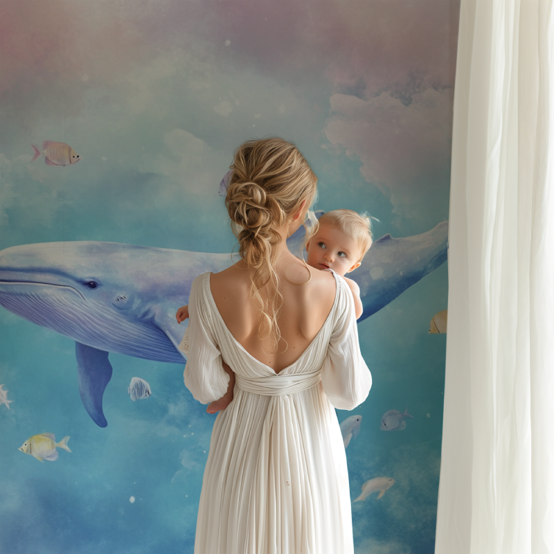 Papier peint marin baleine et ocean bb123