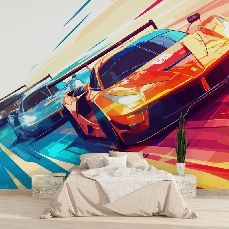 Papier peint avec voiture de course 1815