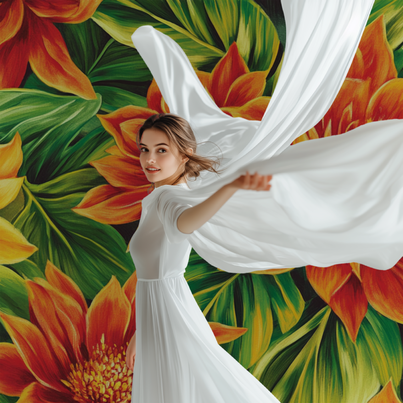 Papier peint fleur tropical modele