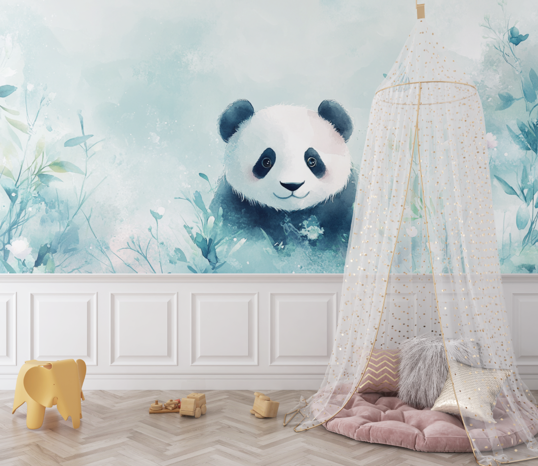 Papier peint panda ambiance feerique bebe