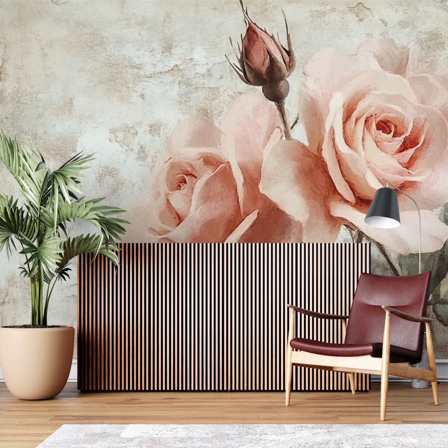 Papier peint vintage rose sur mesure