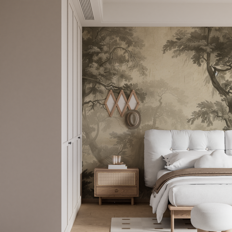 Papier peint foret sepia mural
