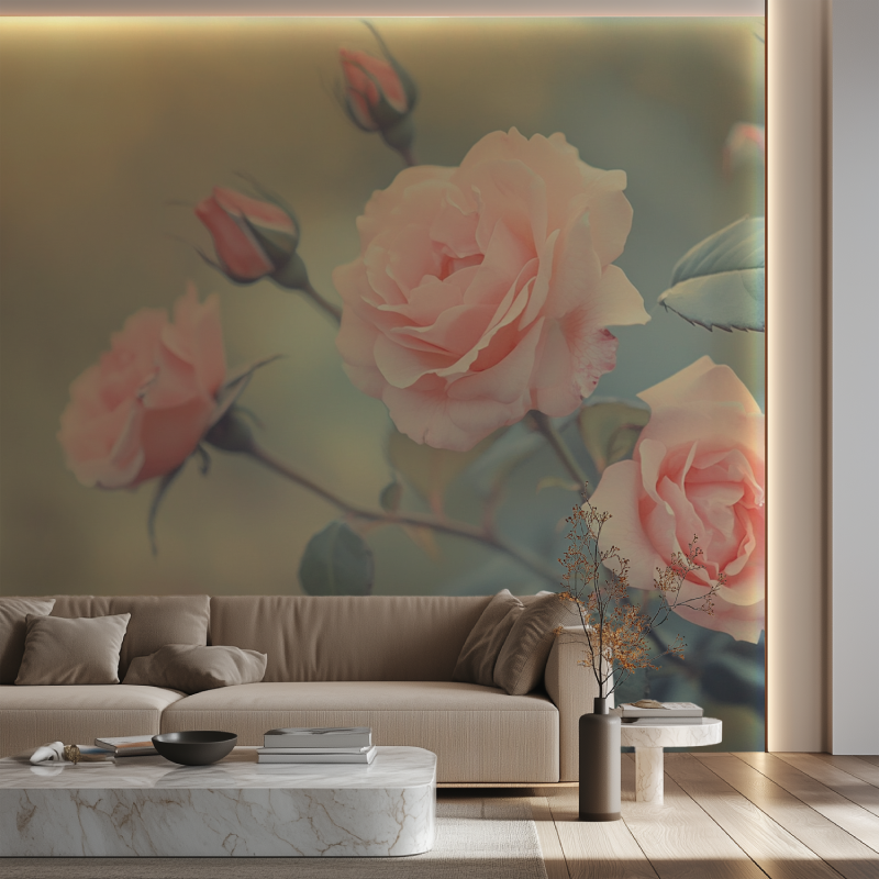 Papier peint fleur ancienne canape neon