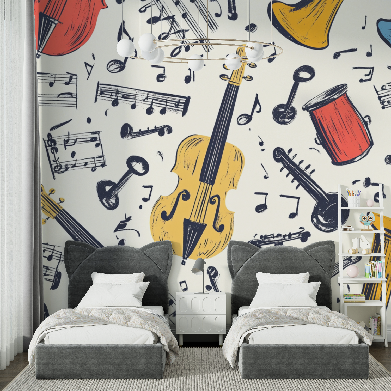 Papier peint motif musique chambre spiderman