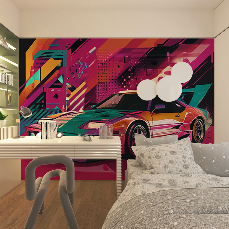 Papier peint voiture grafiti ado chambre adolescents