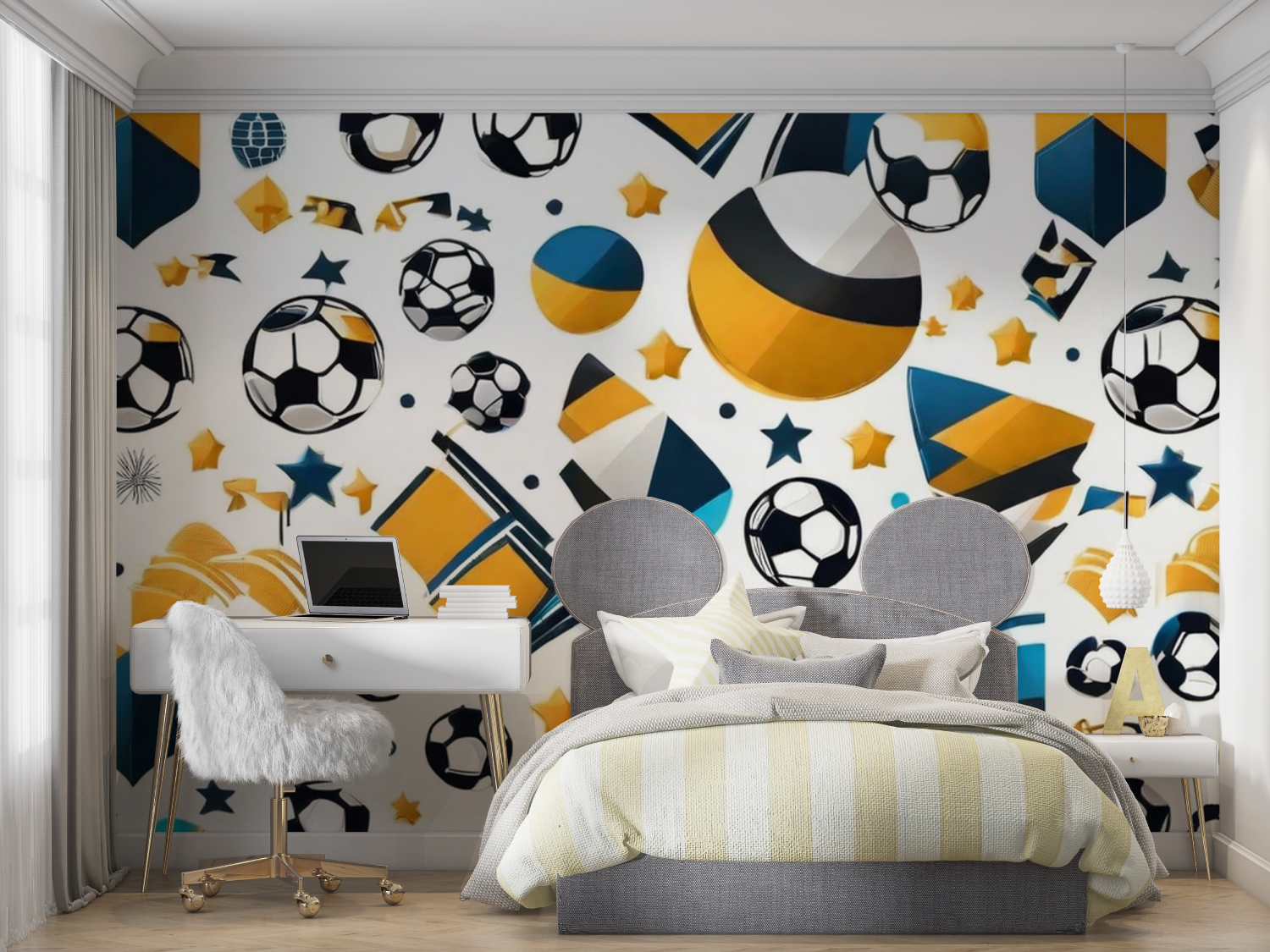 Papiers peint motifs ballon de foot mur chambre panoramique