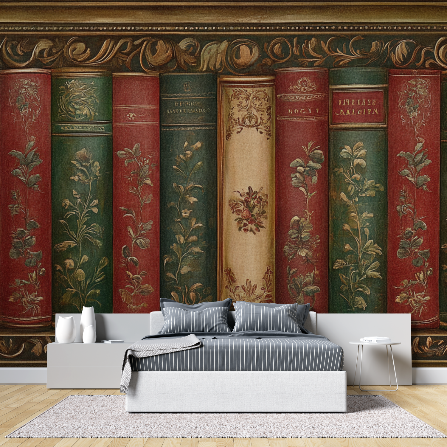 Papier peint adhesif trompe loeil tete de lit