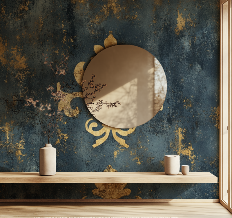 Papier peint fleur de lys miroir