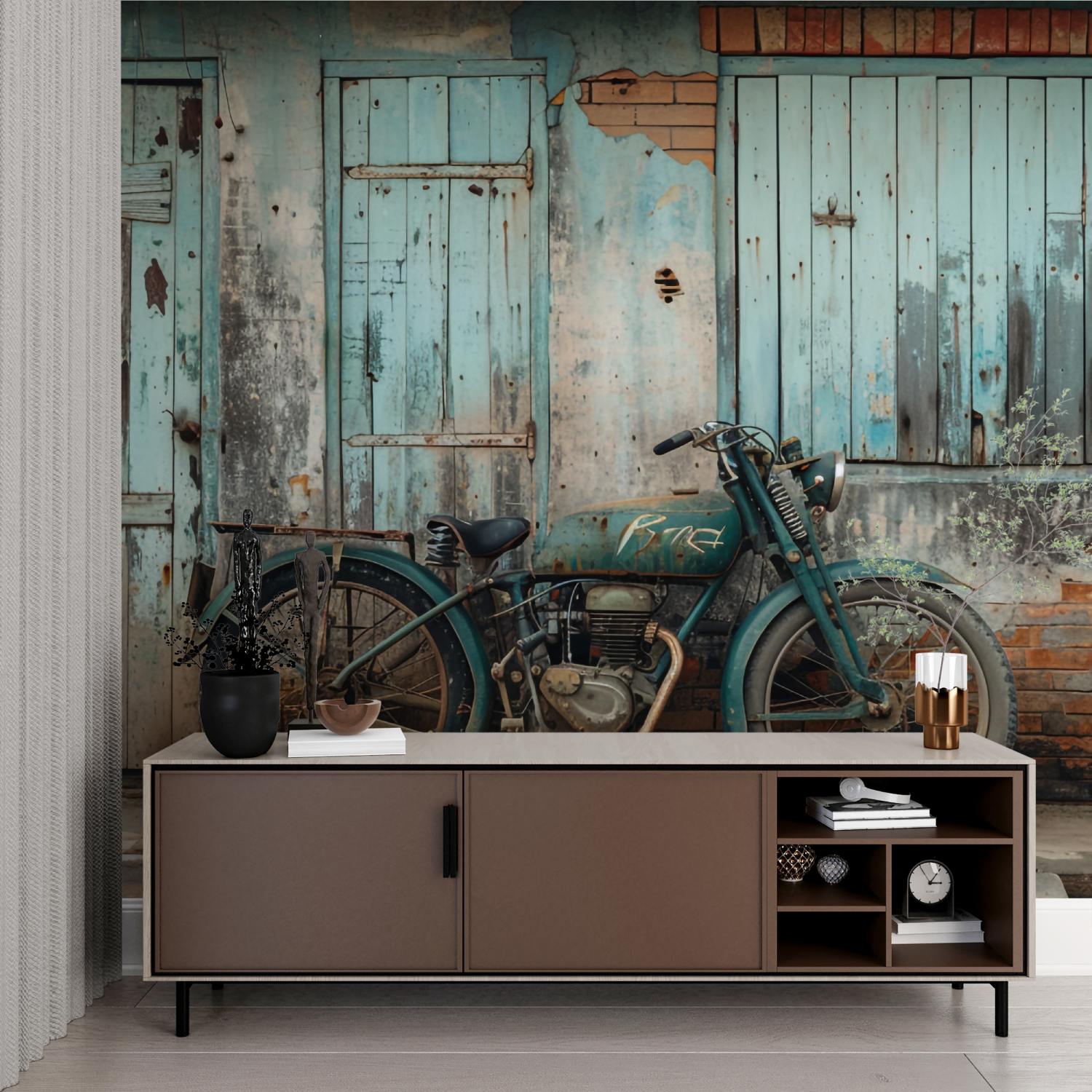 Papier peint moto vintage imprime