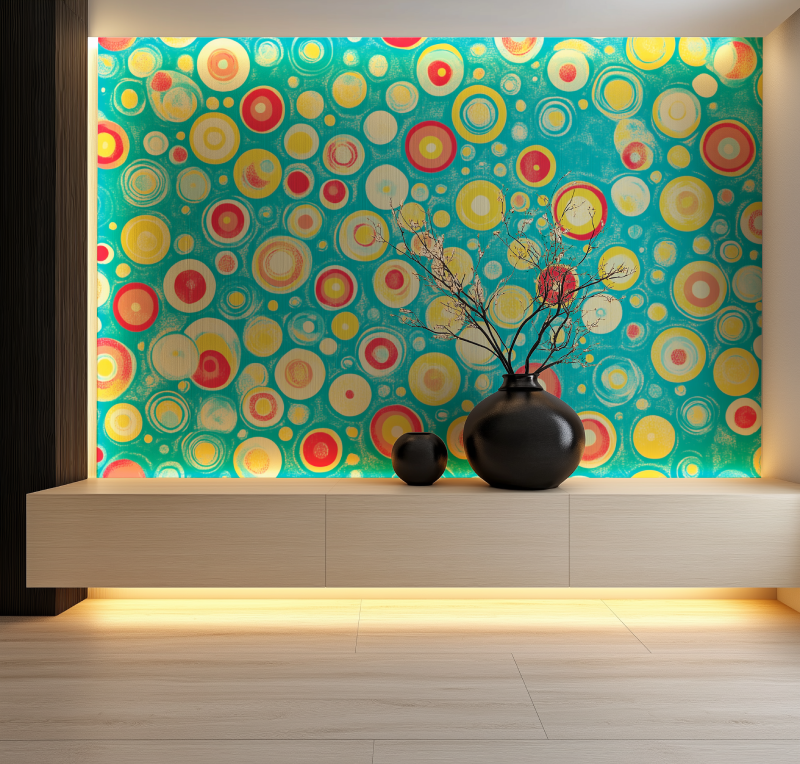 Papier peint vintage pop salon neon