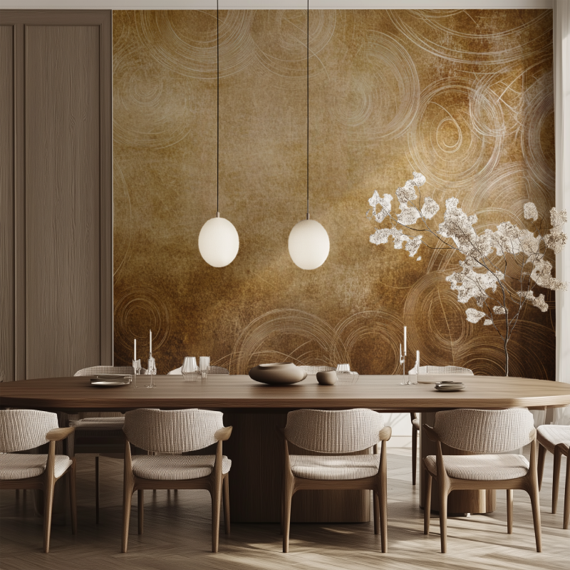 Papier peint vintage marron salle manger tendance