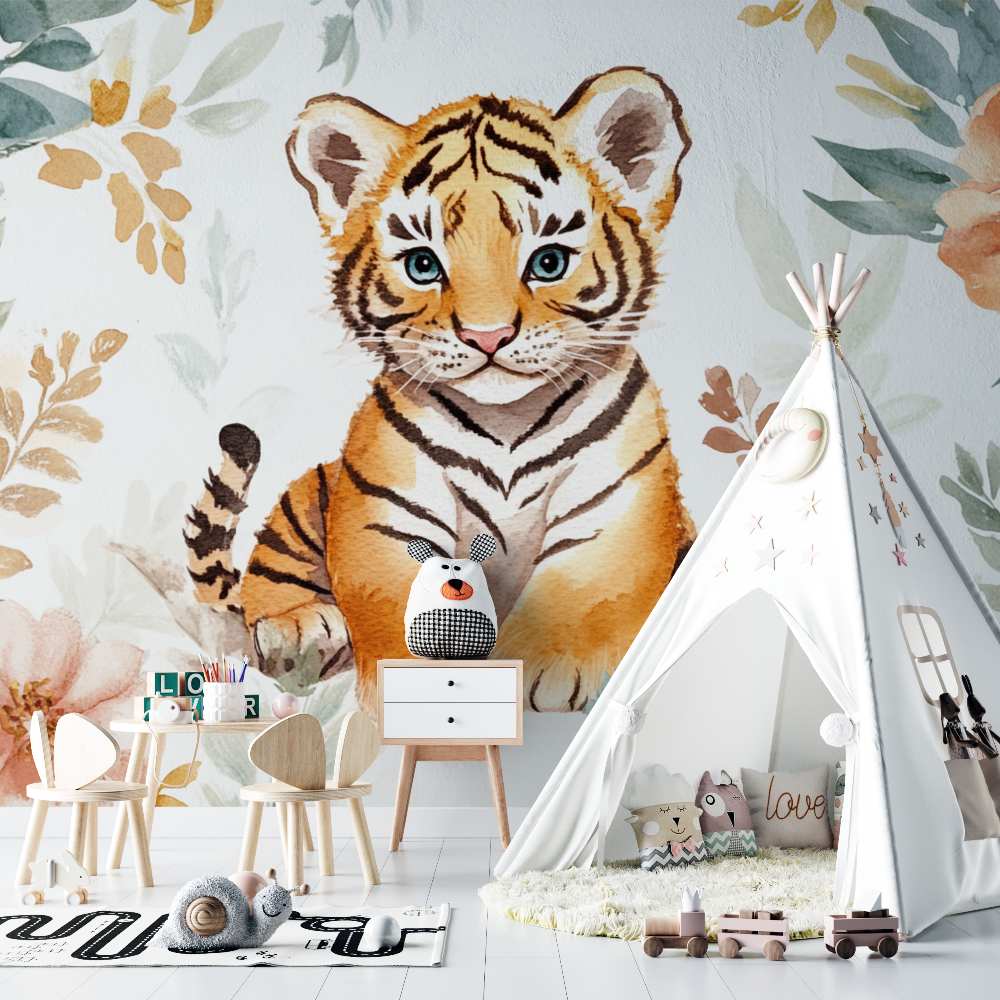 Papier peint tigre boheme chambre bebe