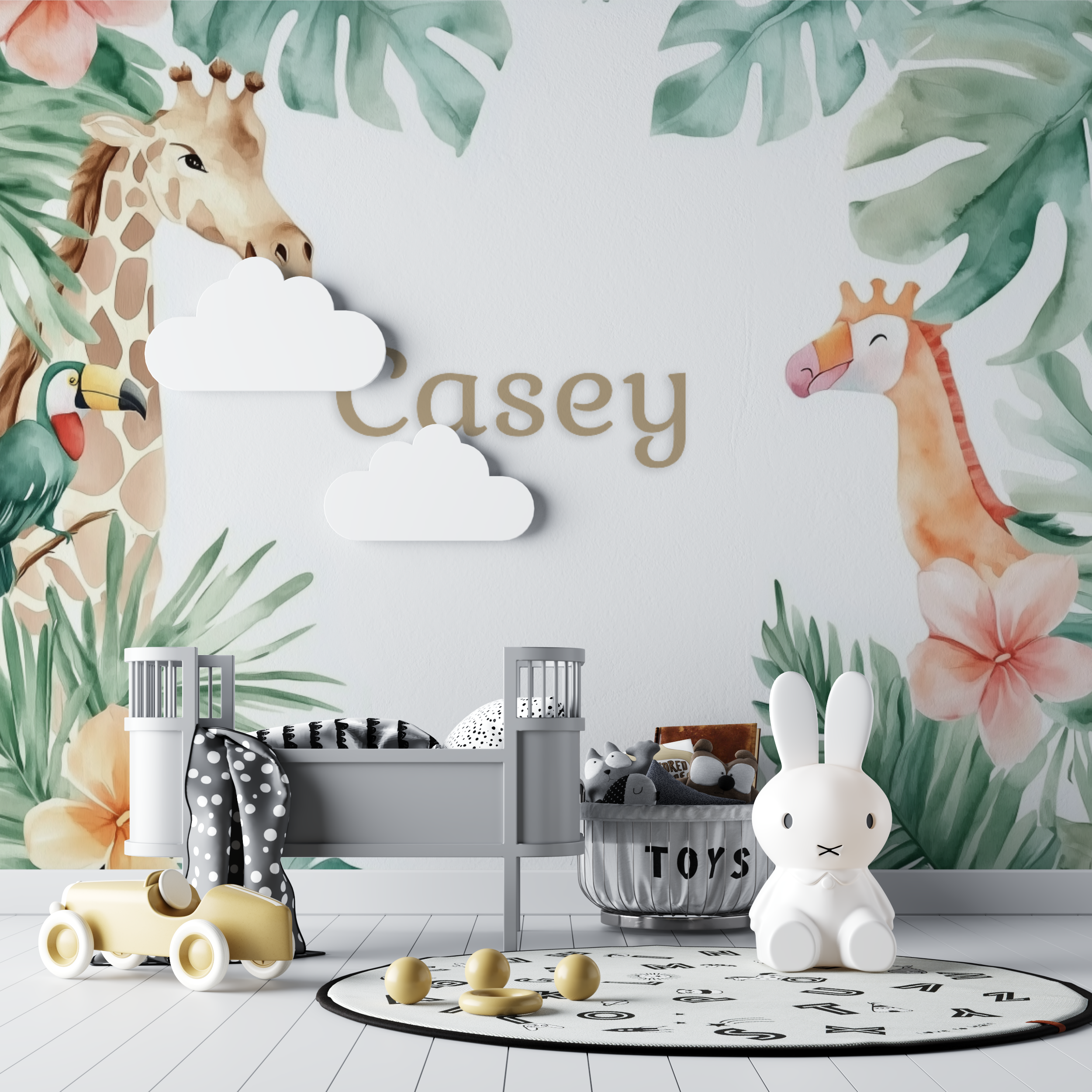 Papier peint prenom sur mesure bebe tipi