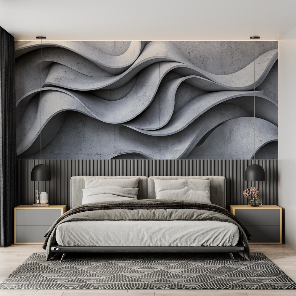 Papier peint 3d gris trompe l o...es chambre adulte tendance