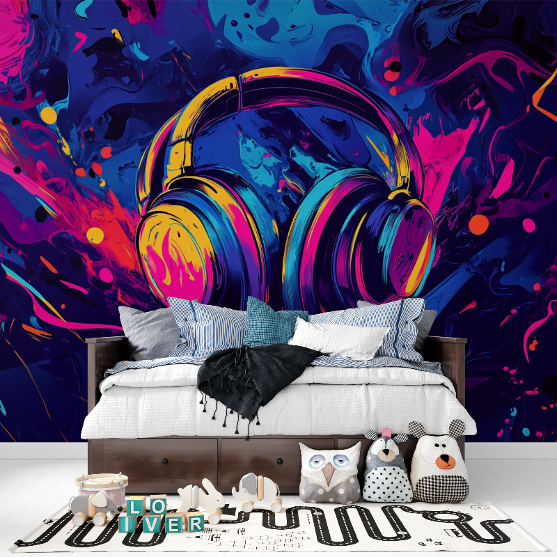 Papier peint casque couleur ados tapisserie pour ado