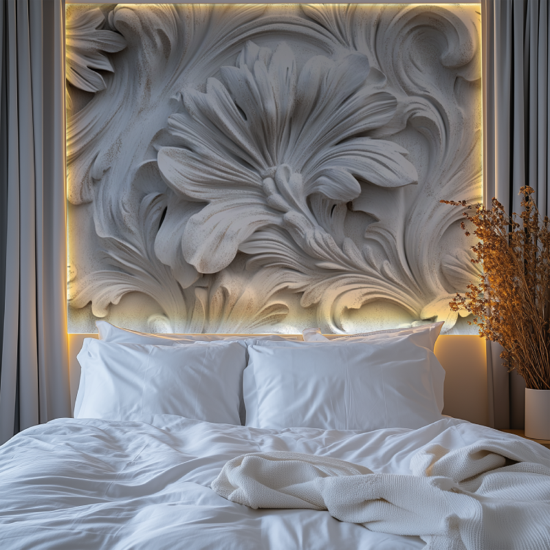 Papier peint moulure trompe loeil chambre premium