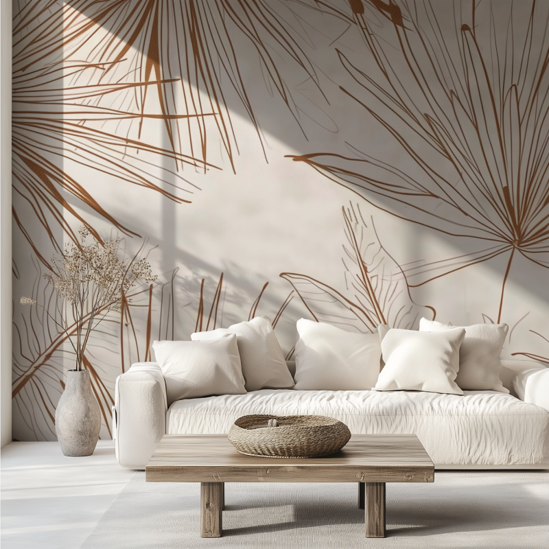 Papier peint panoramique fleurs en ligne canape tendance