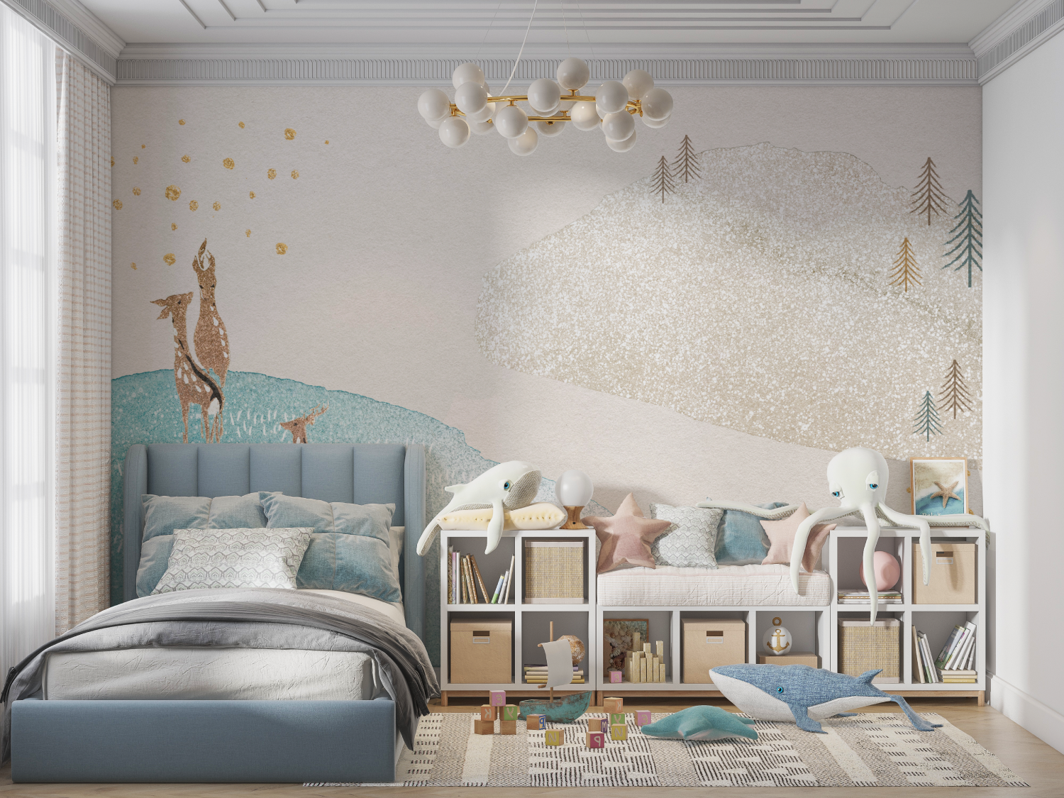 Papier Peint Enfant Pastel - panoramique garçon