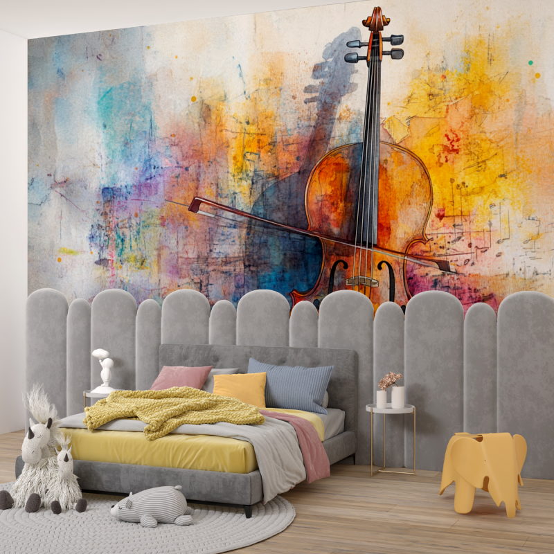 Papier peint violon colore garcon345