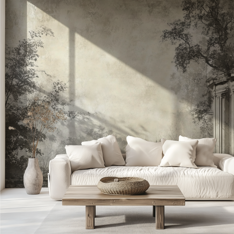 Papier peint vintage gravure canape tendance