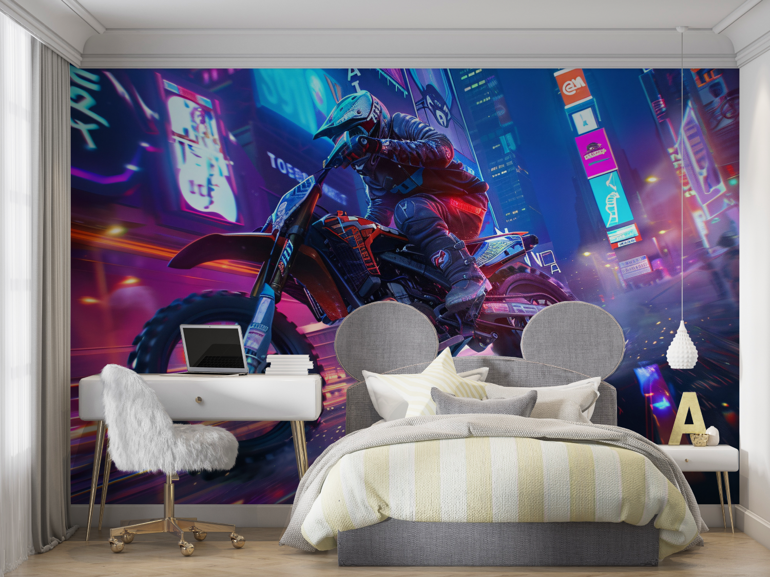 Papier peint garcons moto cross mur chambre panoramique