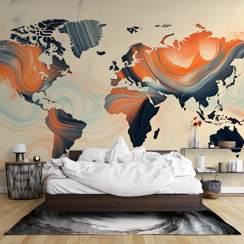 Papier peint carte du monde artistique leroy merlin mur