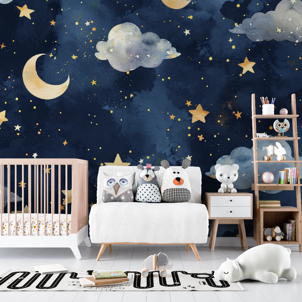Papier peint bébé Ciel étoilé - chambre de bebe
