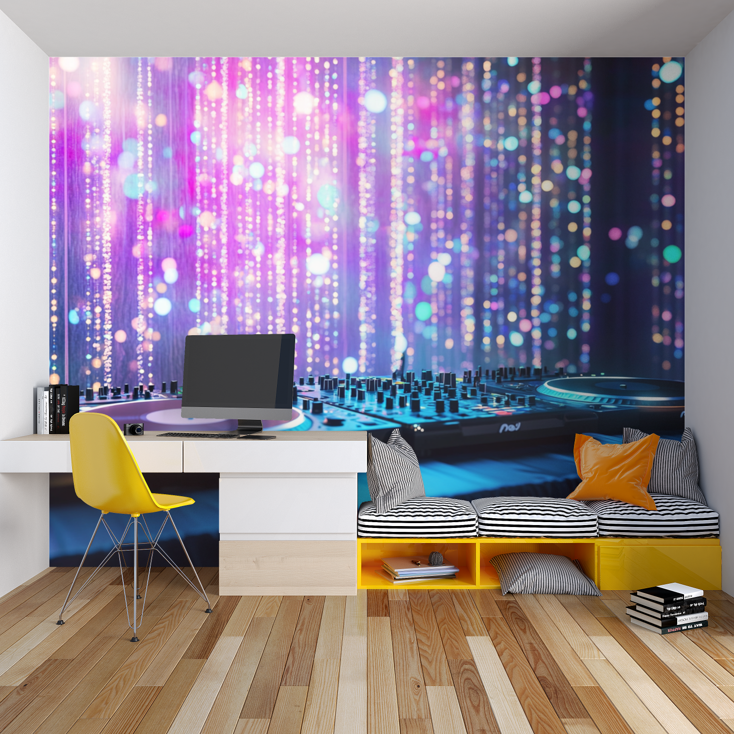 Papier peint intisse ado musique chambre garcon lit