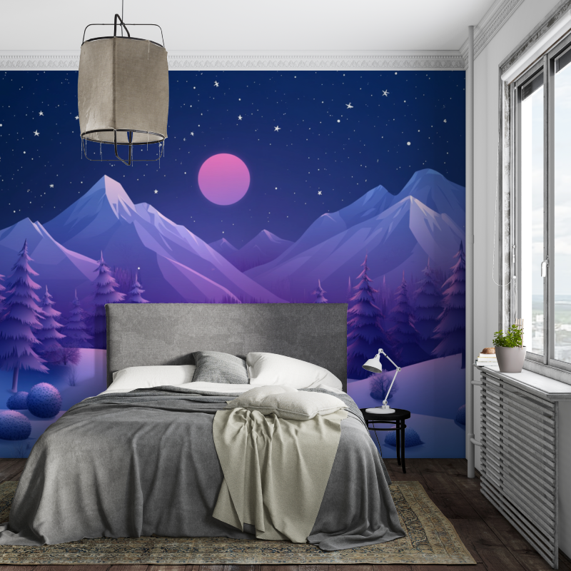 Papier peint gamer lever de soleil espace piece ados