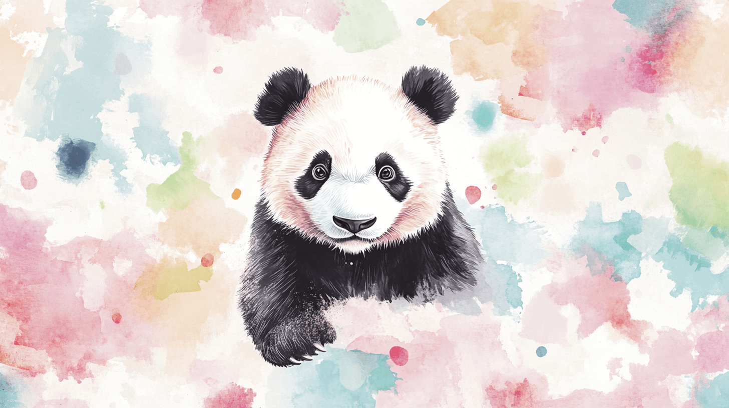 Papier Peint Panda Et Couleurs Pastel