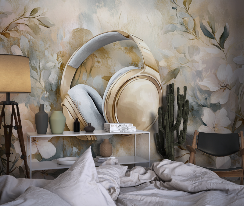 Papier peint casque delicat chambre dado1