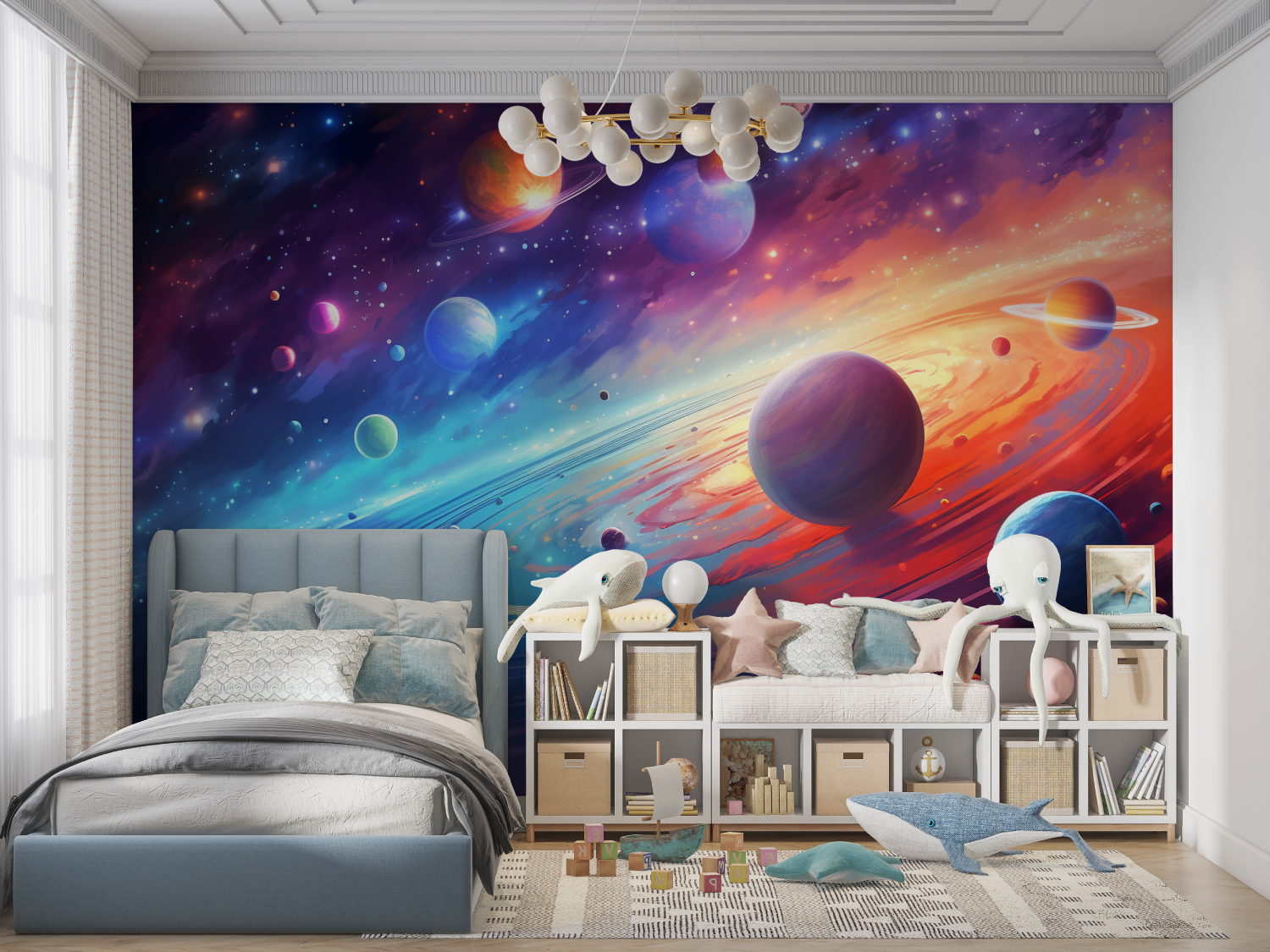 Papier peint espace planete panoramique garcon