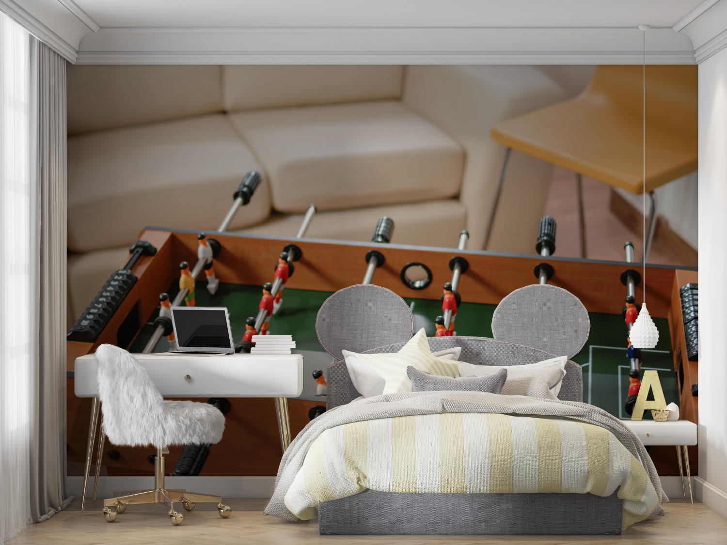 Papier peint baby foot realiste mur chambre panoramique